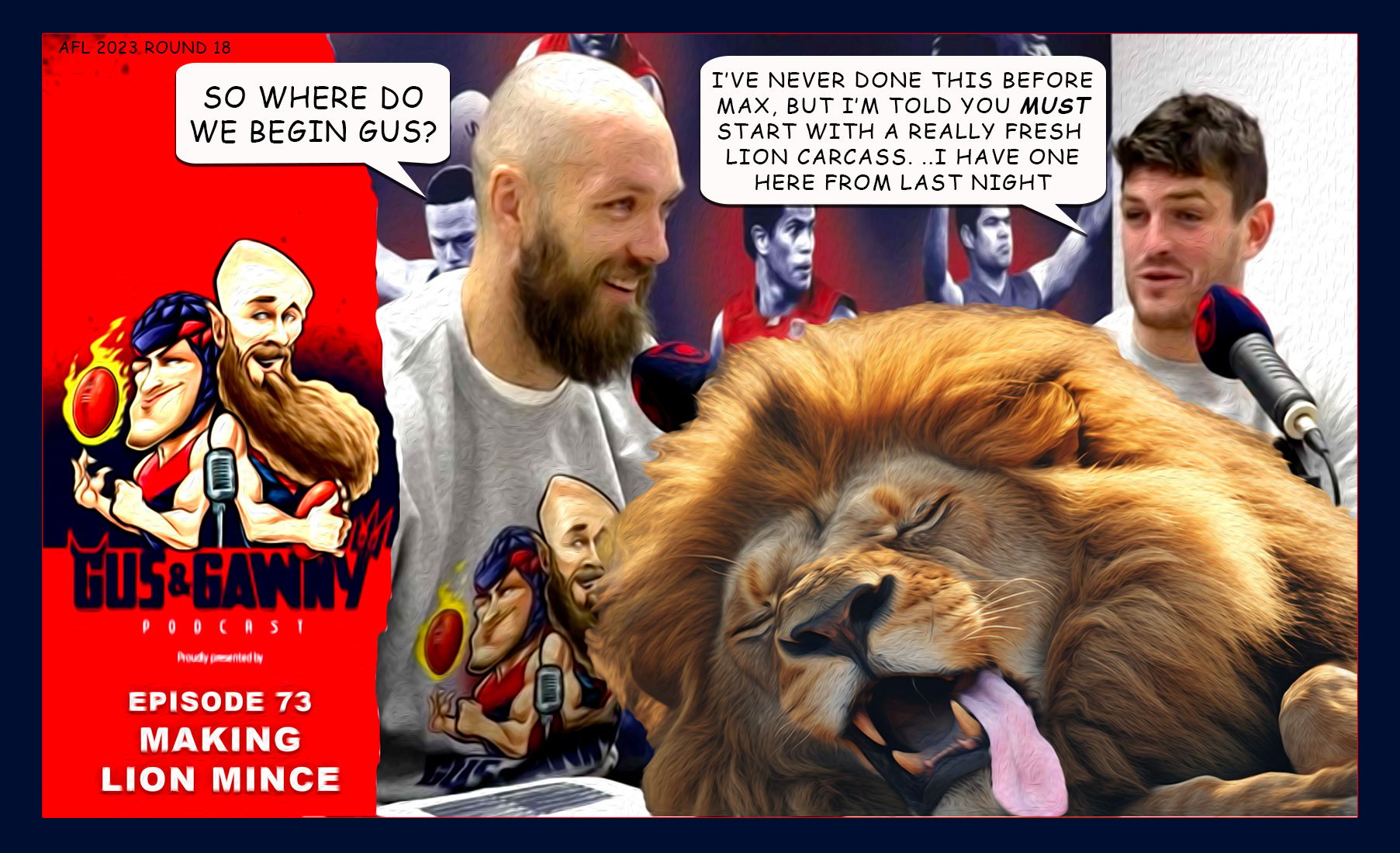 Lion Mince — Footy cartoon by Peter Gillies