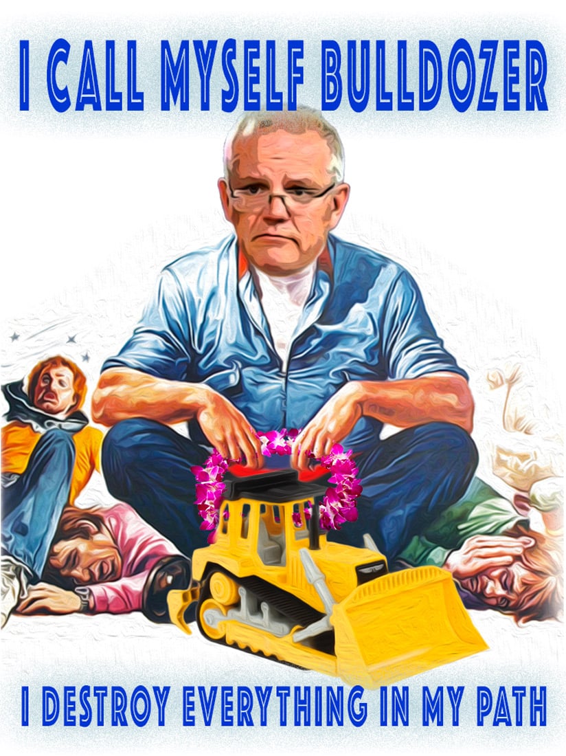 Bulldozer — Polliedom cartoon by Peter Gillies