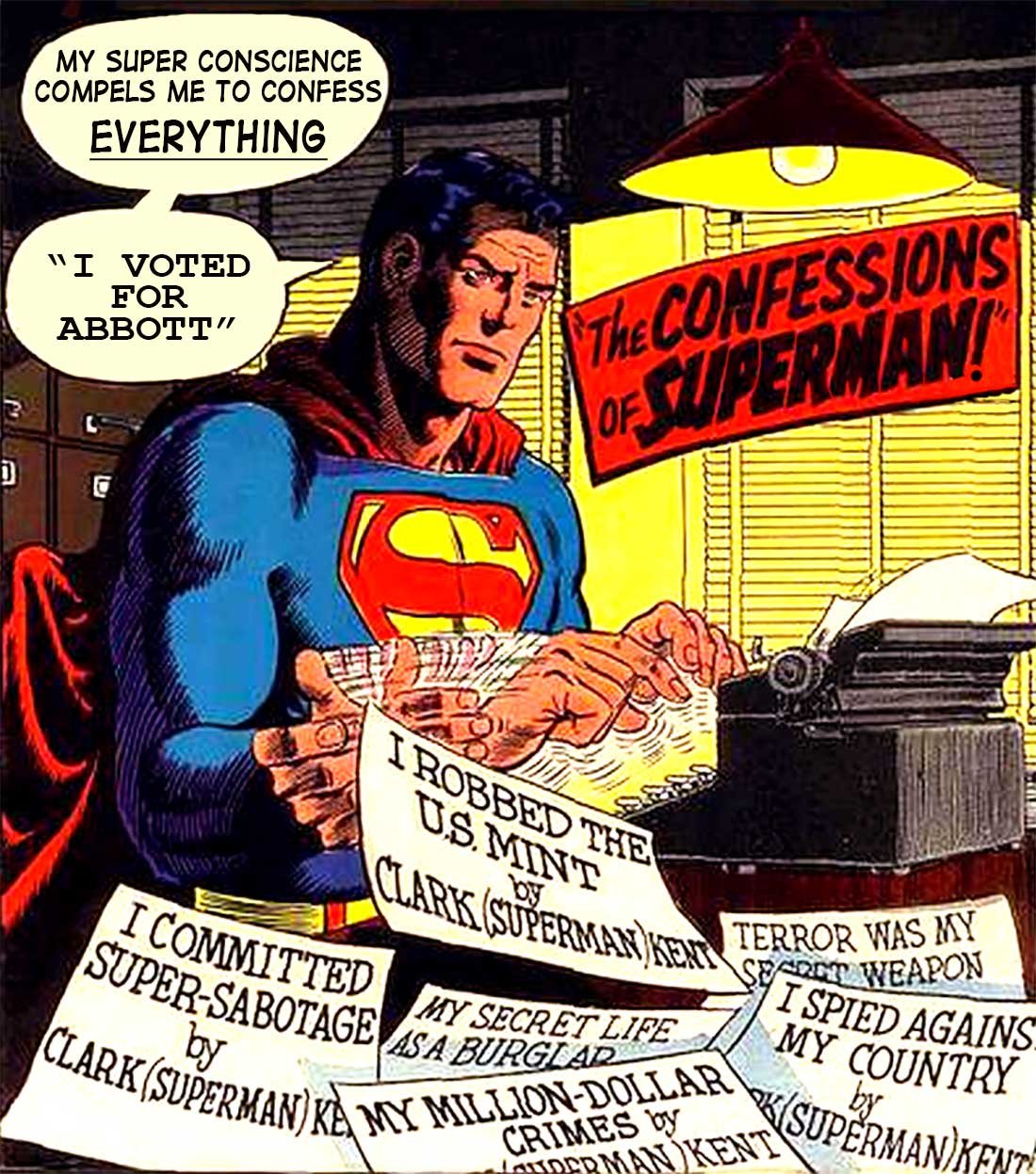 Supe Confessions — Recycled cartoon by Peter Gillies