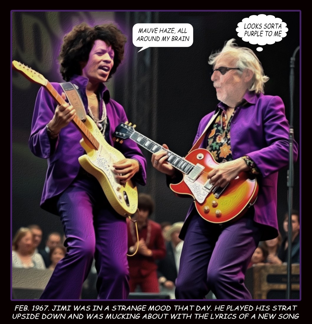 2025 Mauve Haze — Musictoons cartoon by Peter Gillies