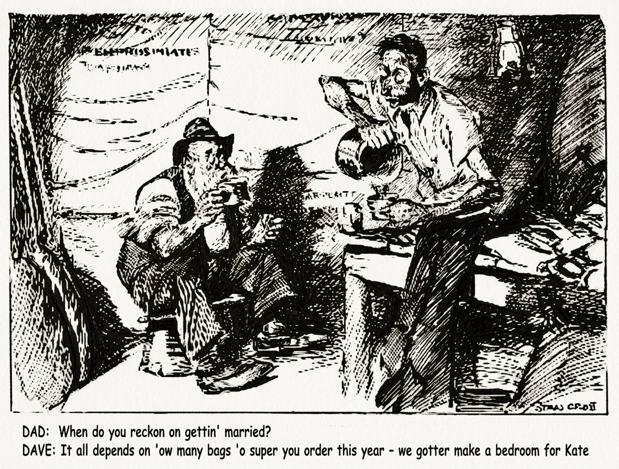 Stan Cross Dad and Dave Marriage — Pro cartoon by Peter Gillies
