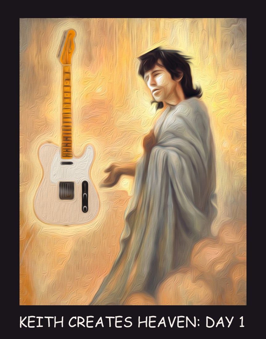2024 Keith creates Heaven — Musictoons cartoon by Peter Gillies