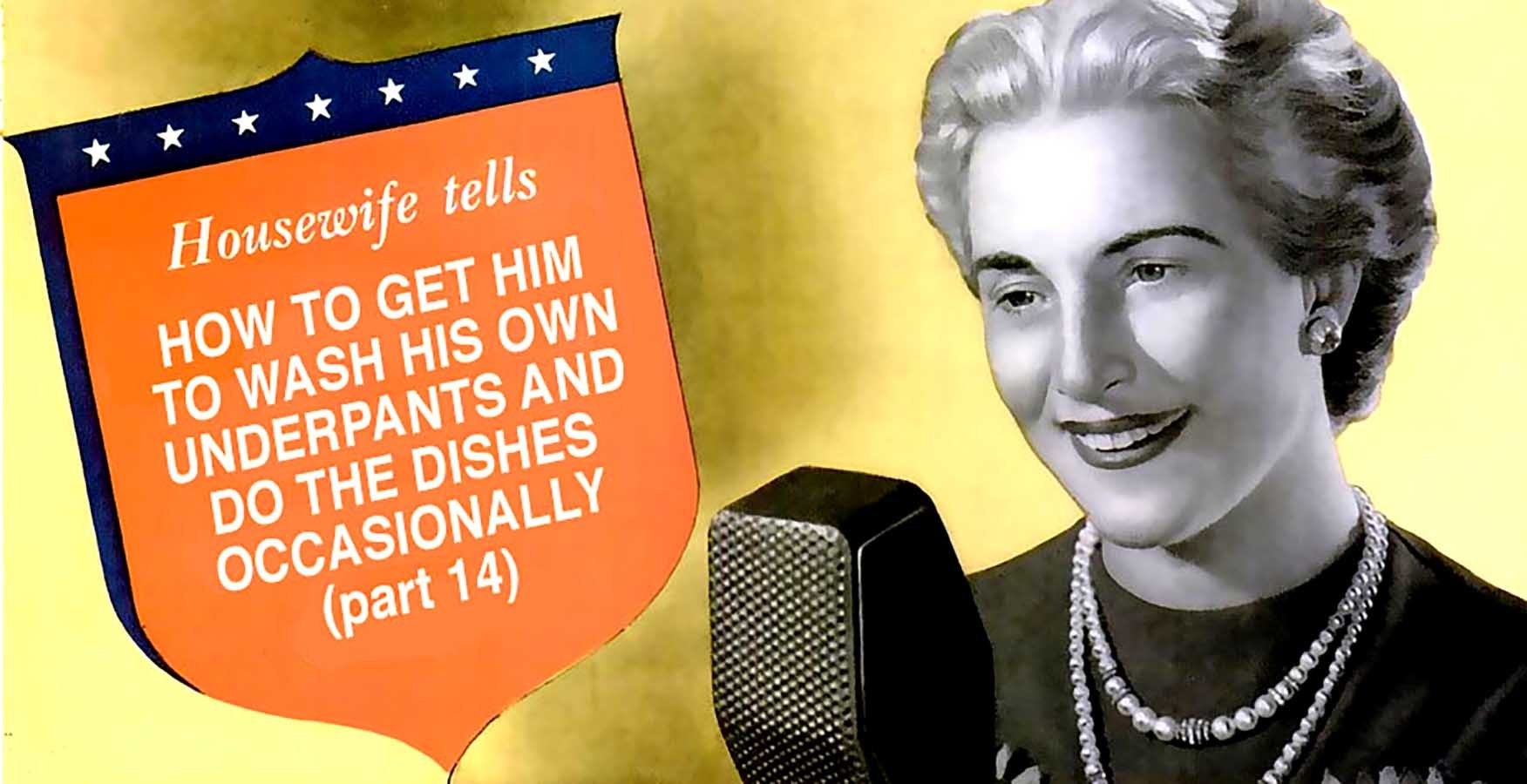 Housewife Tells — Recycled cartoon by Peter Gillies