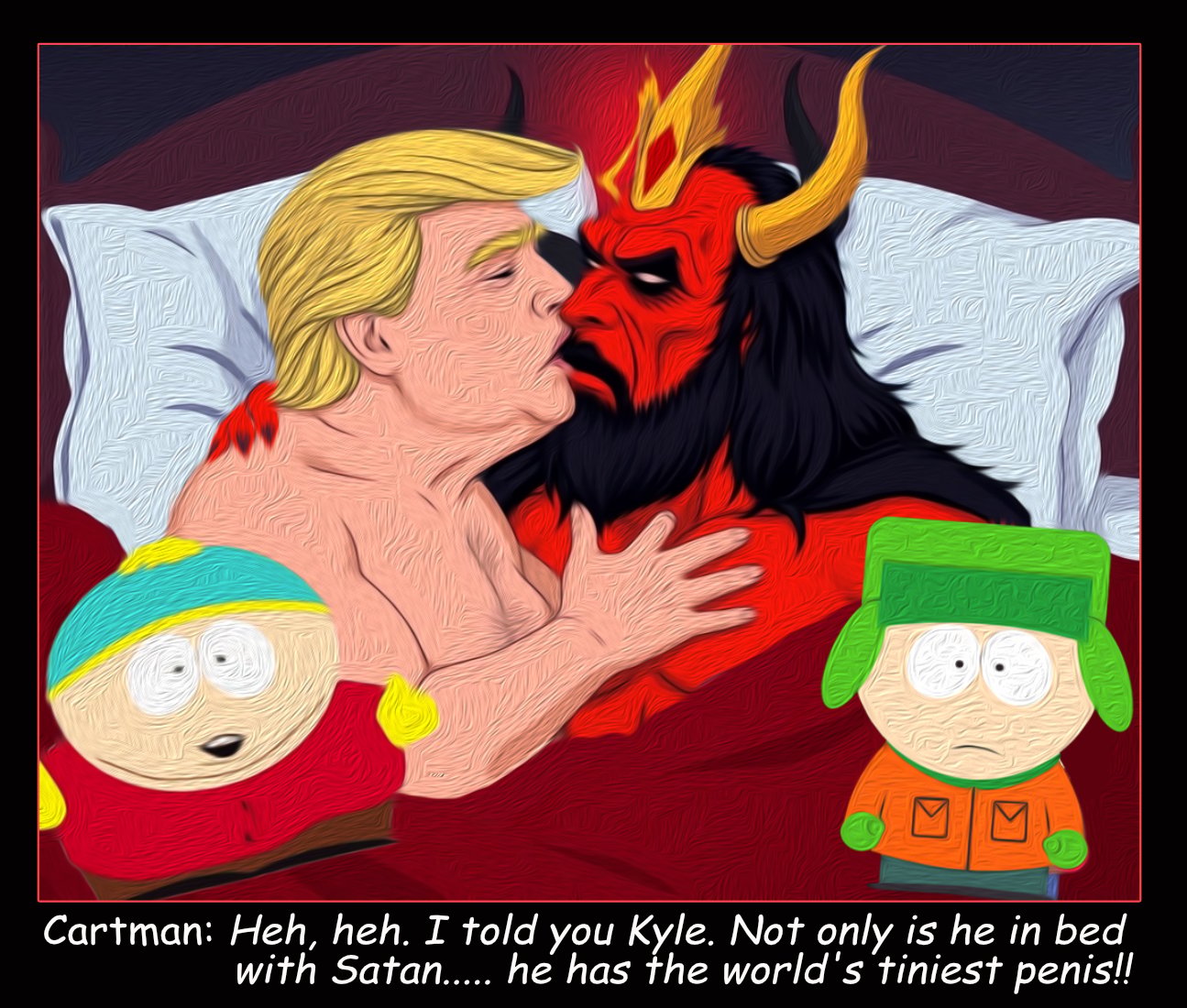 In bed with Satan — Polliedom cartoon by Peter Gillies