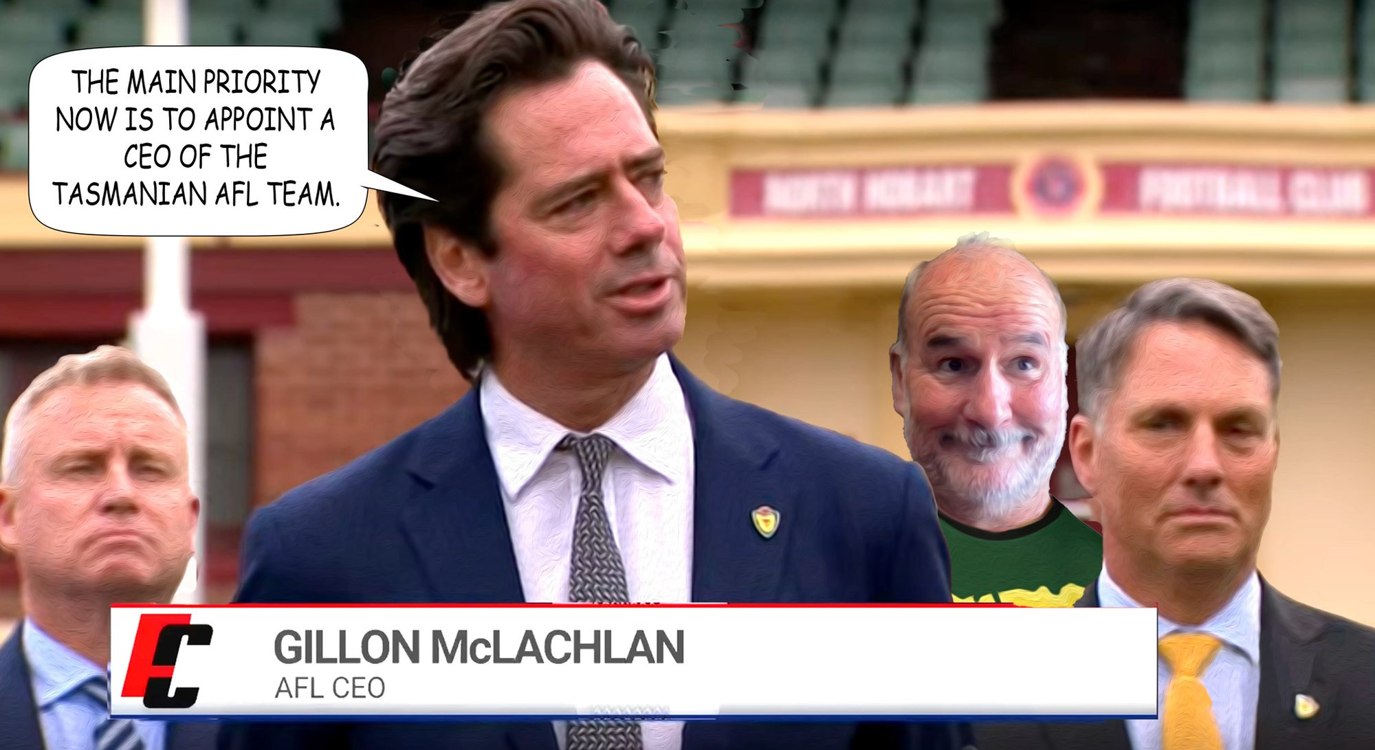 Tassie CEO — Footy cartoon by Peter Gillies