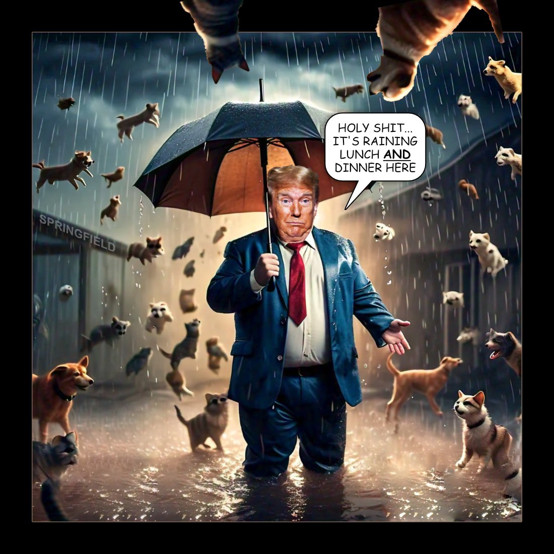 Raining Lunch — Polliedom cartoon by Peter Gillies