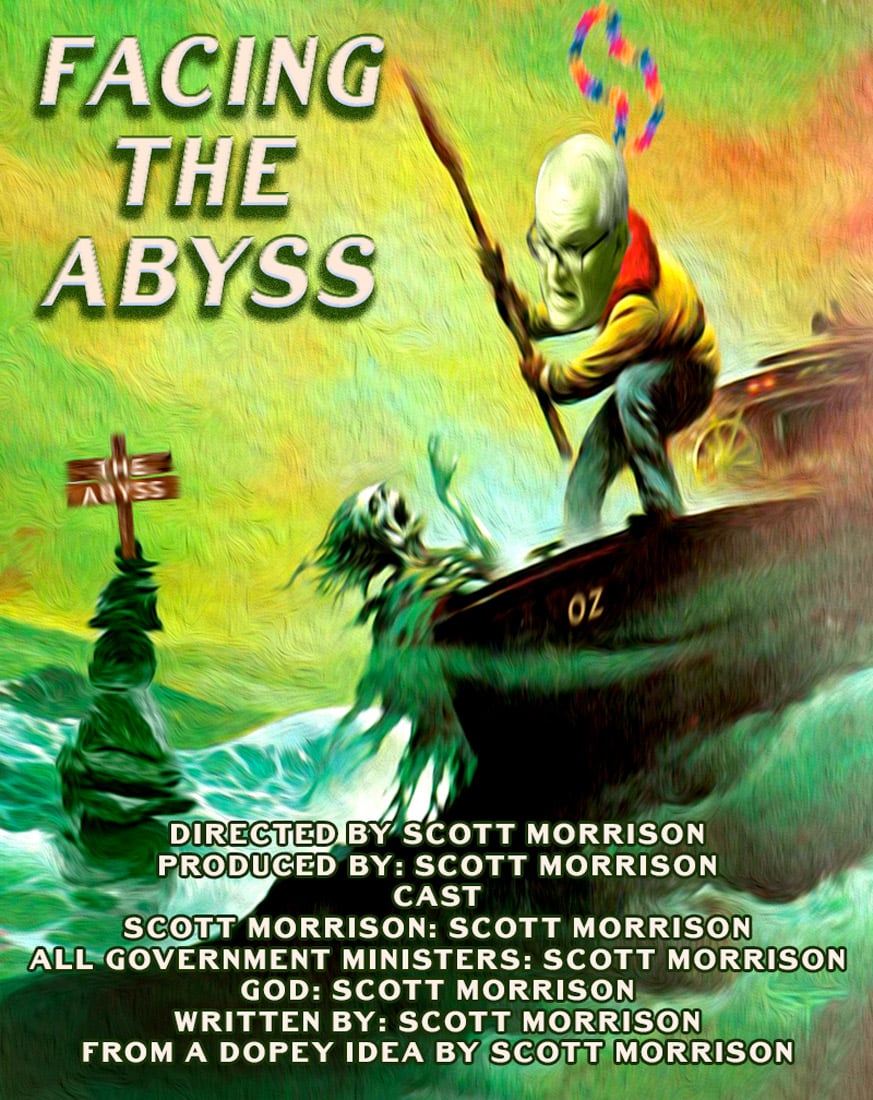 Facing the Abyss — Polliedom cartoon by Peter Gillies