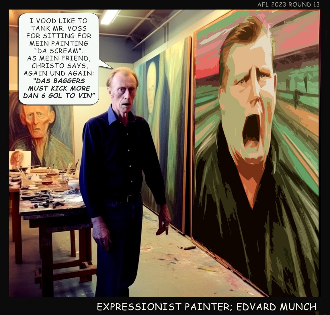 Voss Scream — Footy cartoon by Peter Gillies