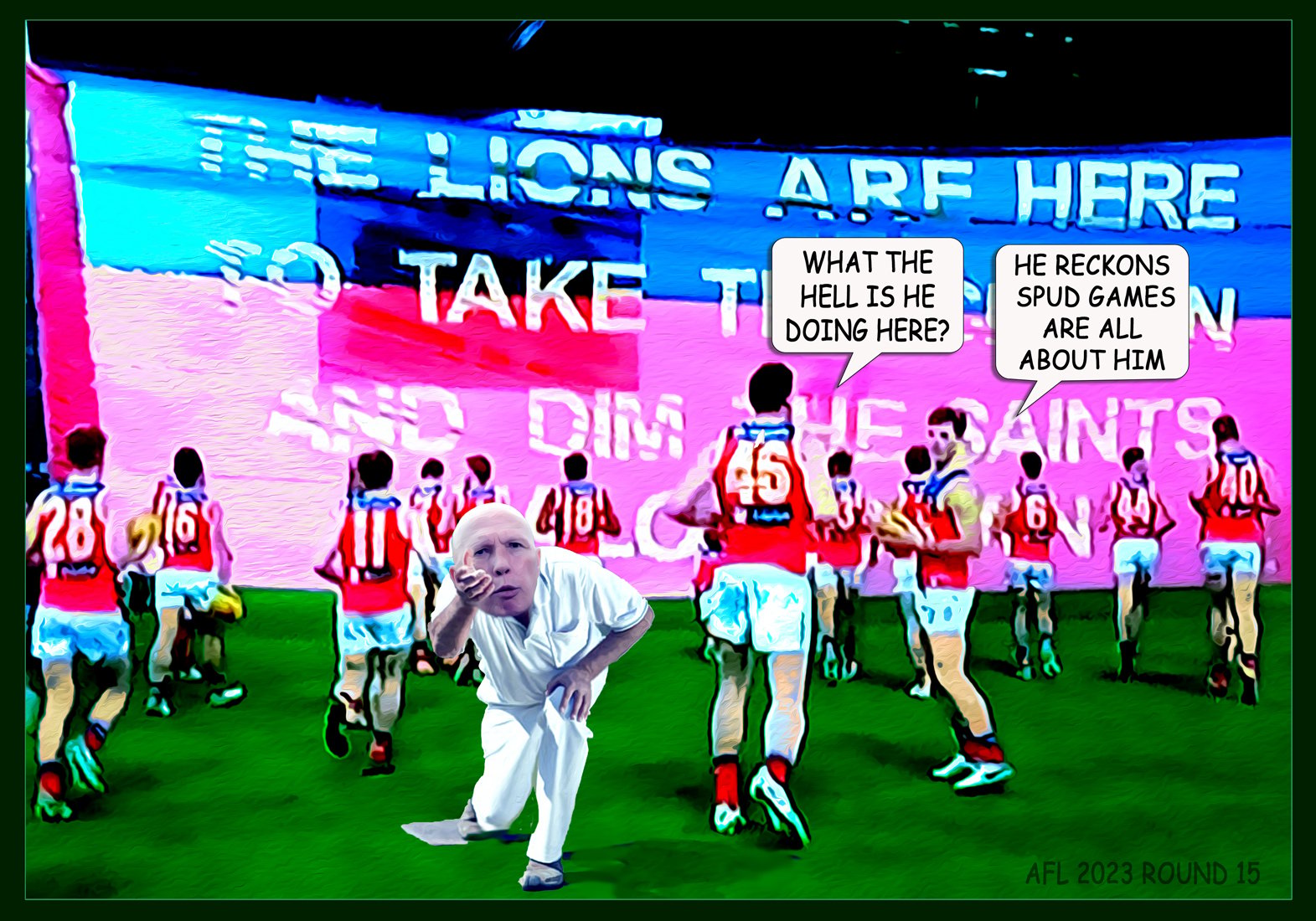 Spud Game — Footy cartoon by Peter Gillies
