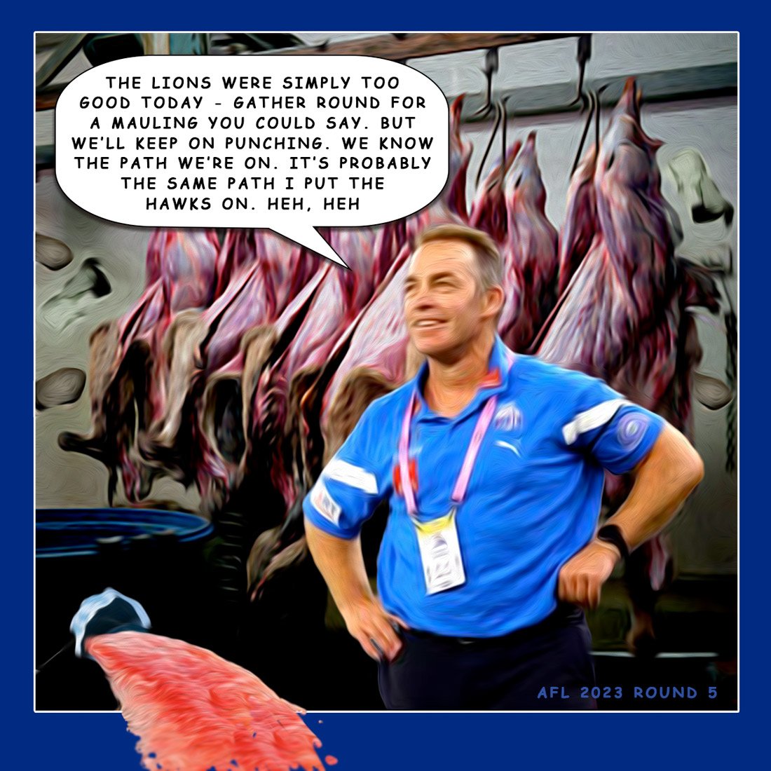 Mauling — Footy cartoon by Peter Gillies