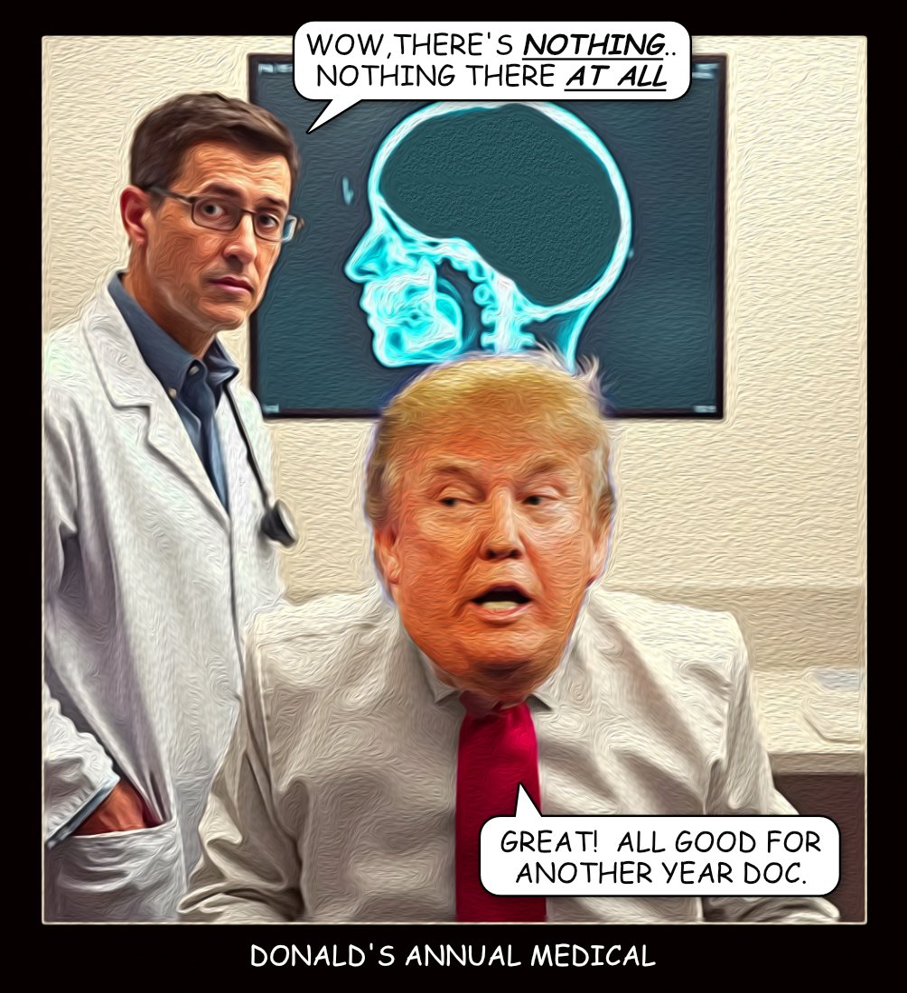 Donald's Medical — Polliedom cartoon by Peter Gillies