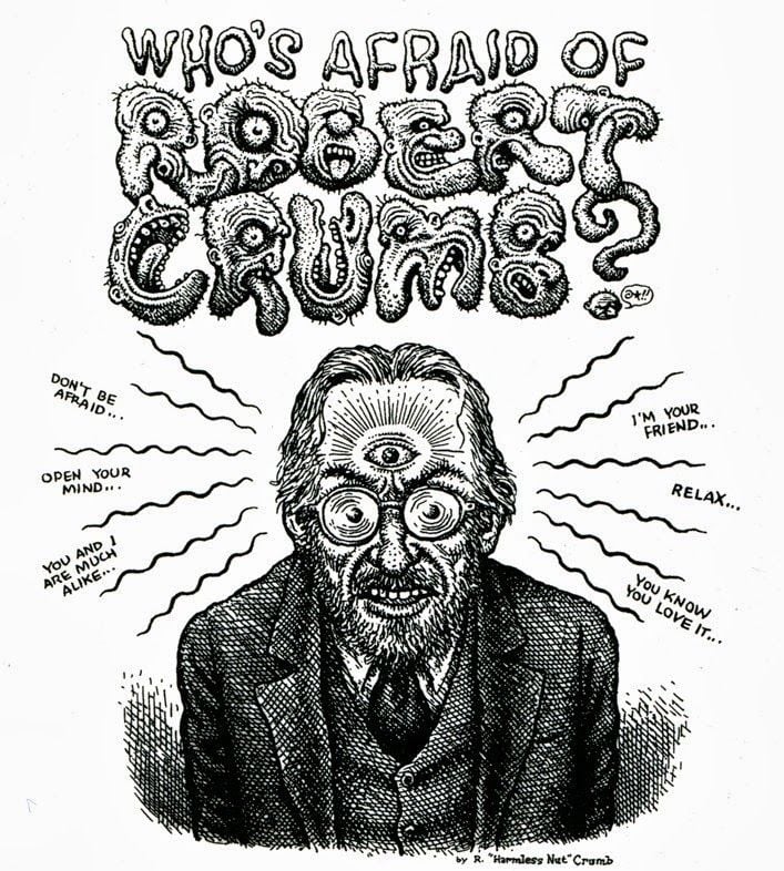 Robert Crumb Afraid — Pro cartoon by Peter Gillies