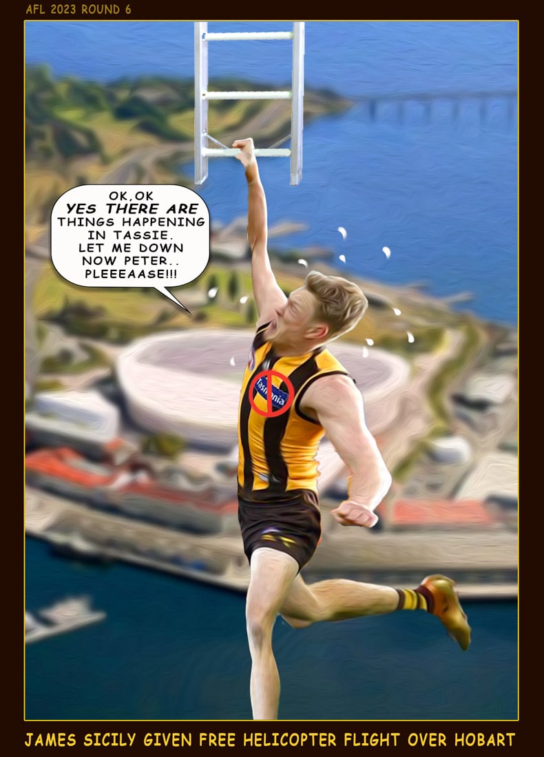 Sicily — Footy cartoon by Peter Gillies