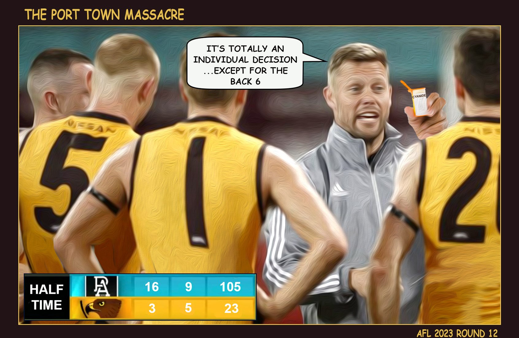 Cyanide — Footy cartoon by Peter Gillies