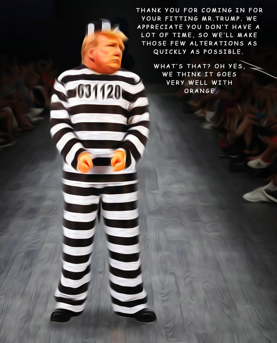 Trump Fitting — Polliedom cartoon by Peter Gillies