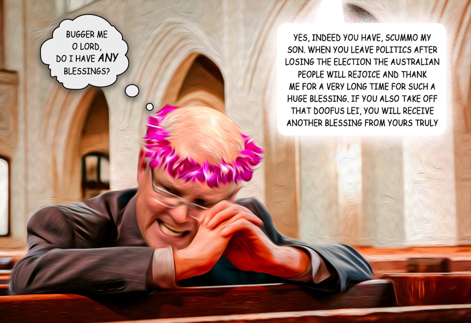 Blessings2 — Polliedom cartoon by Peter Gillies