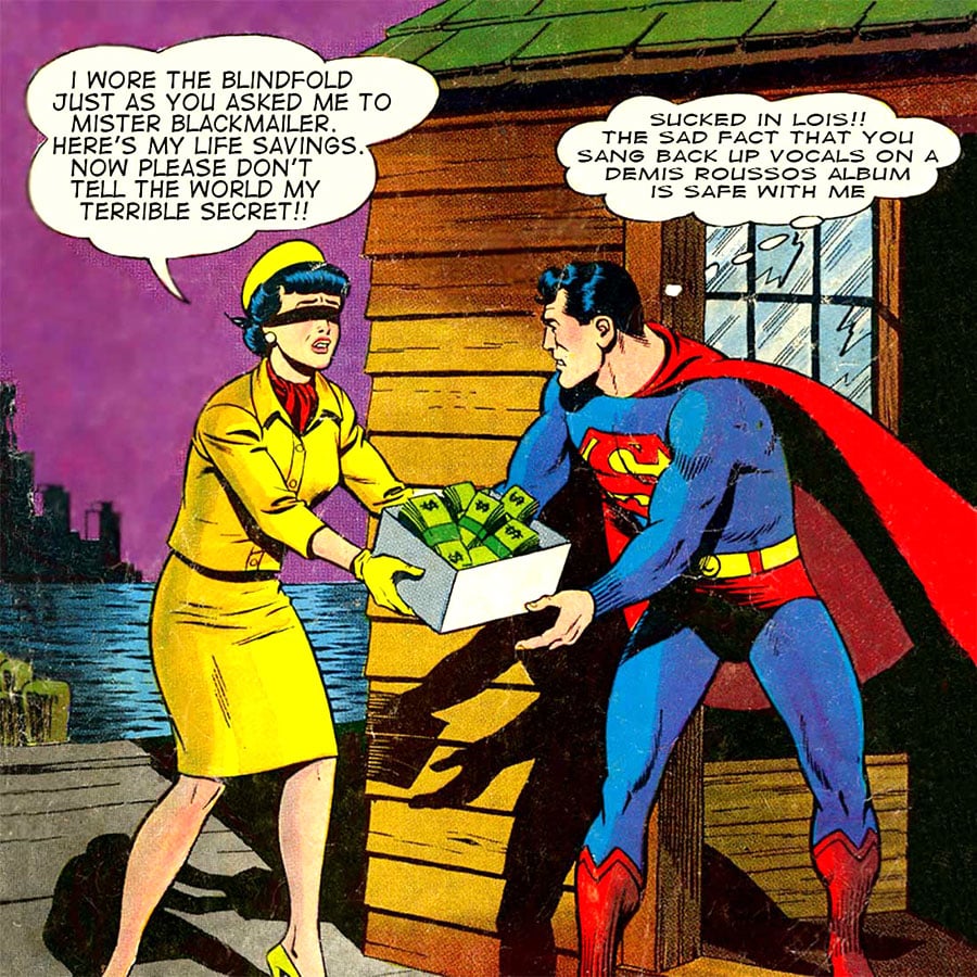 Supe Blackmail — Recycled cartoon by Peter Gillies