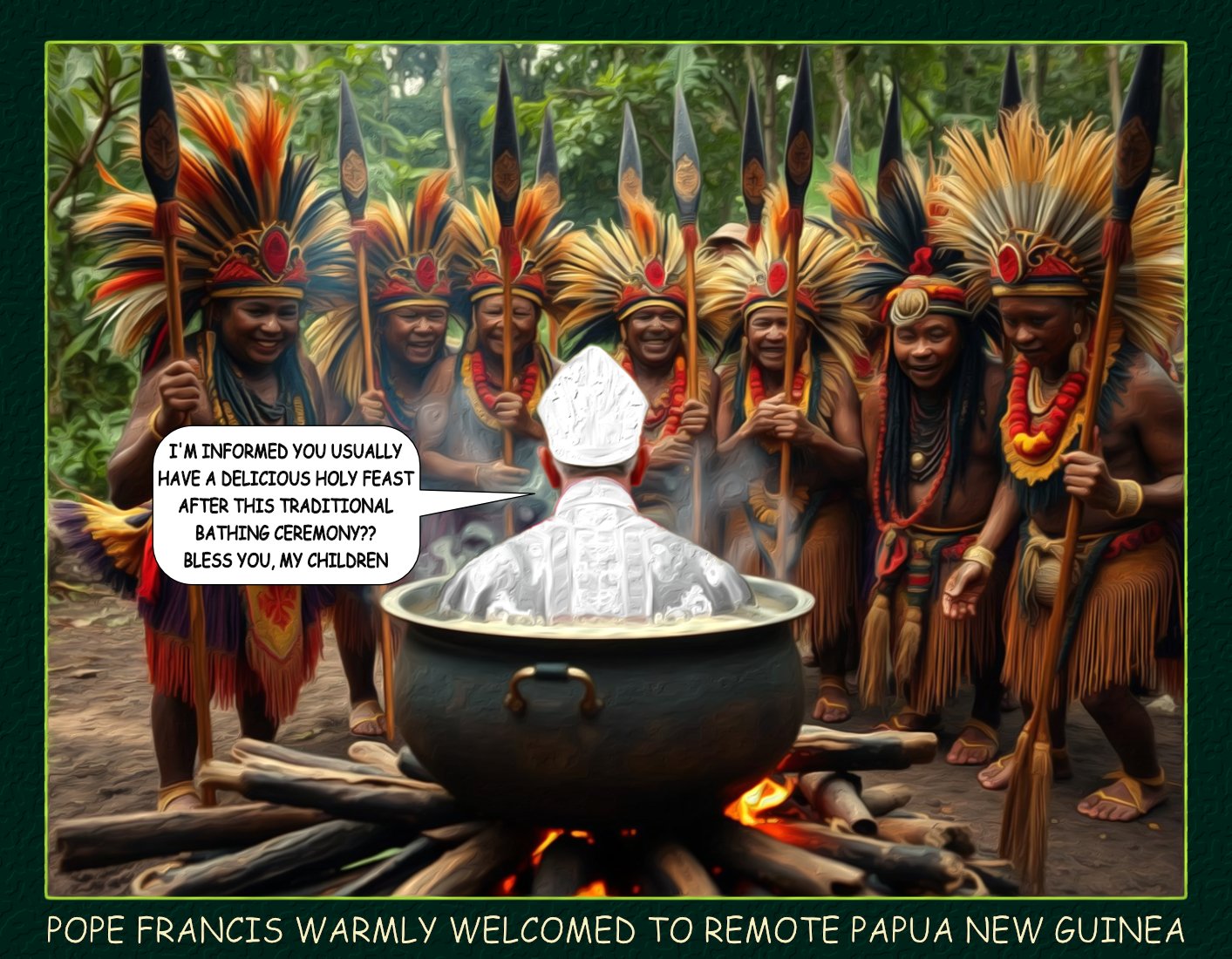 Pope New Guinea — Polliedom cartoon by Peter Gillies