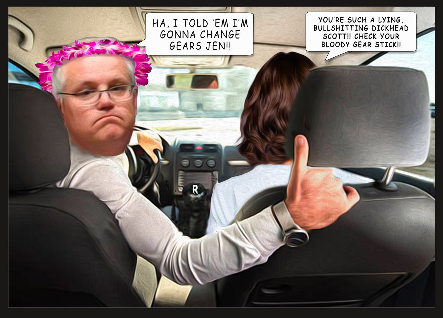 Change Gears — Polliedom cartoon by Peter Gillies