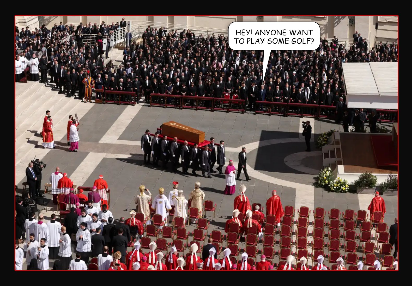 Pope's Funeral — Polliedom cartoon by Peter Gillies
