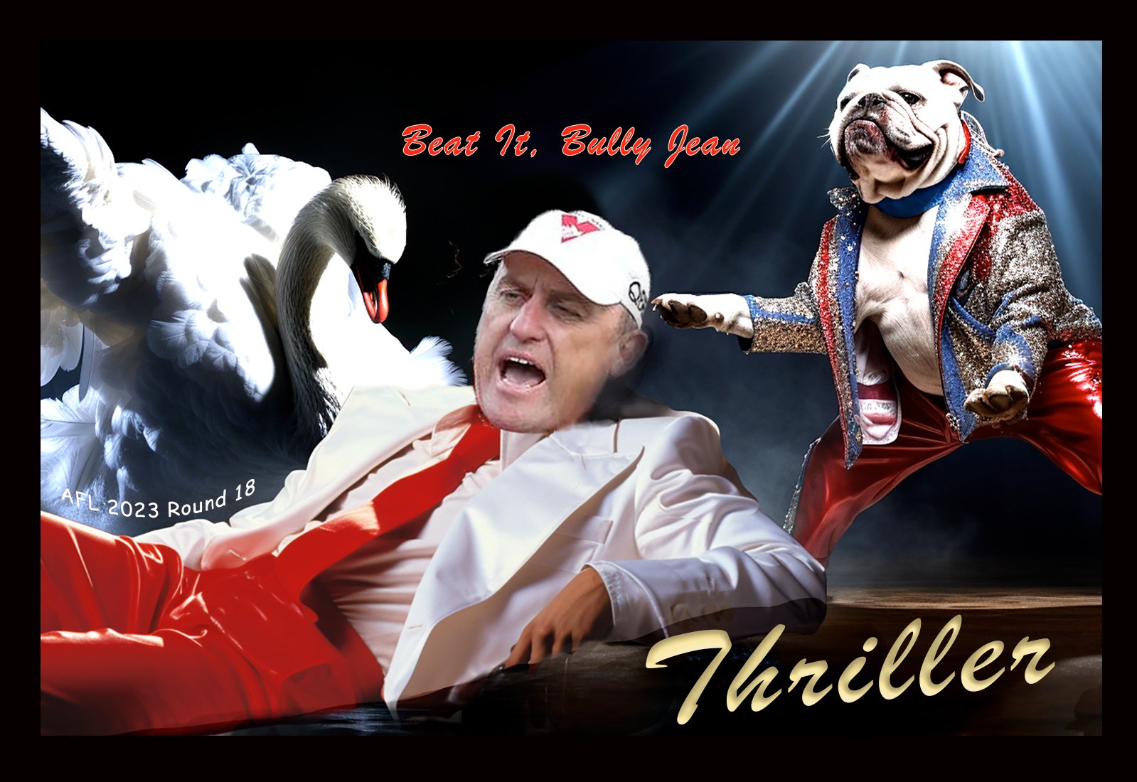 Thriller — Footy cartoon by Peter Gillies