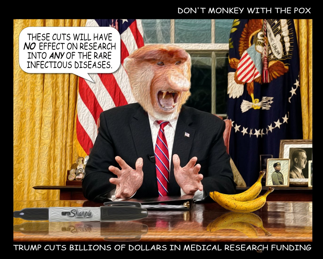 Medical Research — Polliedom cartoon by Peter Gillies
