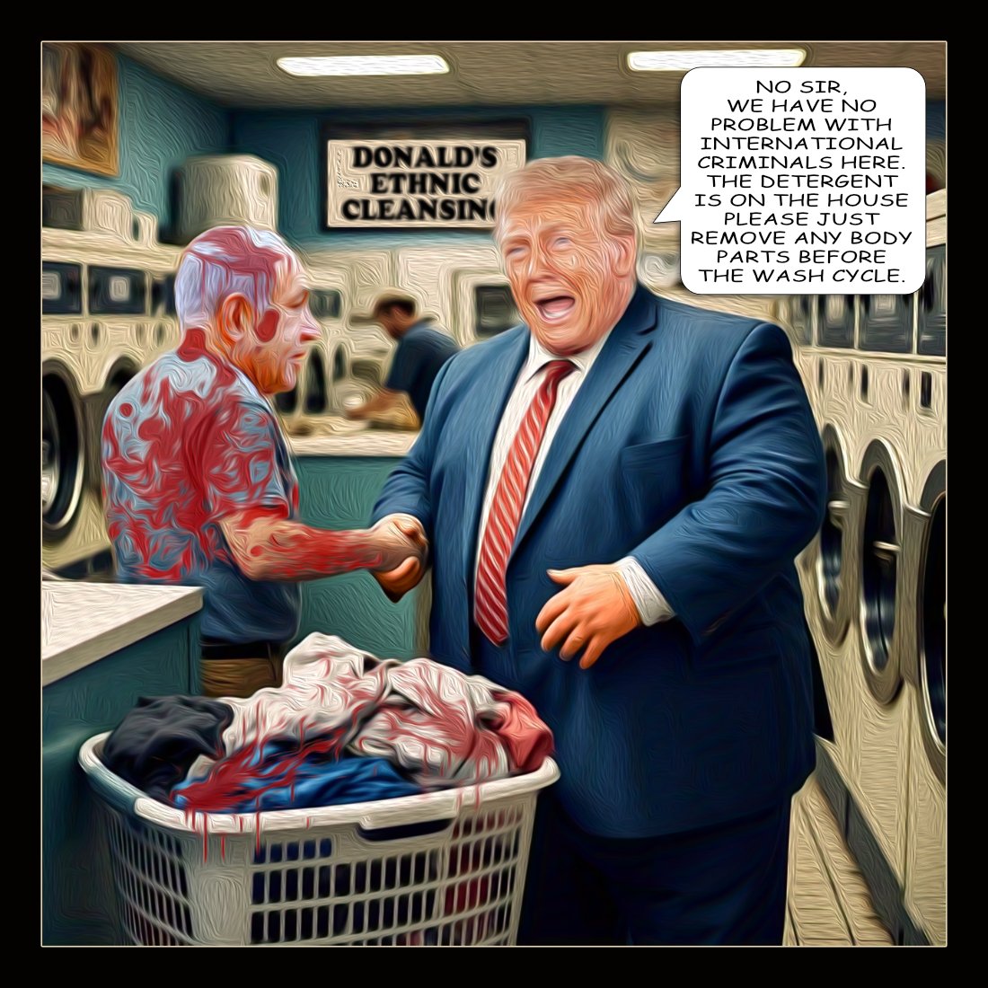 Ethnic Cleansing — Polliedom cartoon by Peter Gillies