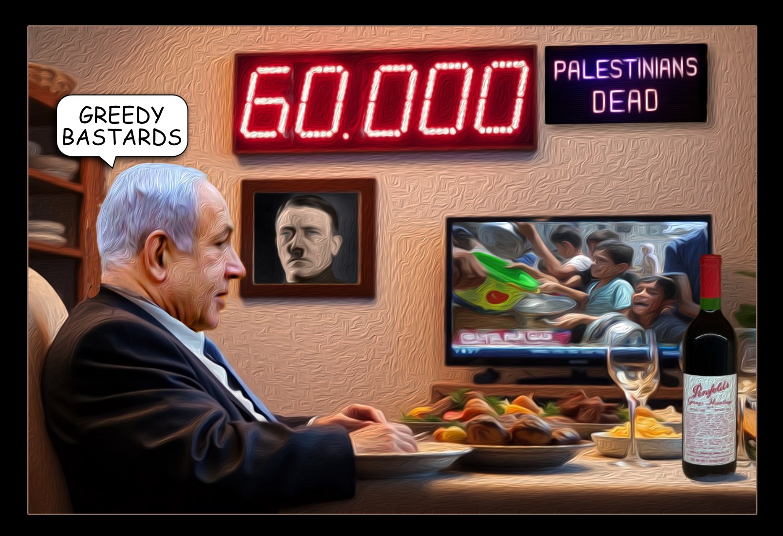 Greedy Bastards — Polliedom cartoon by Peter Gillies