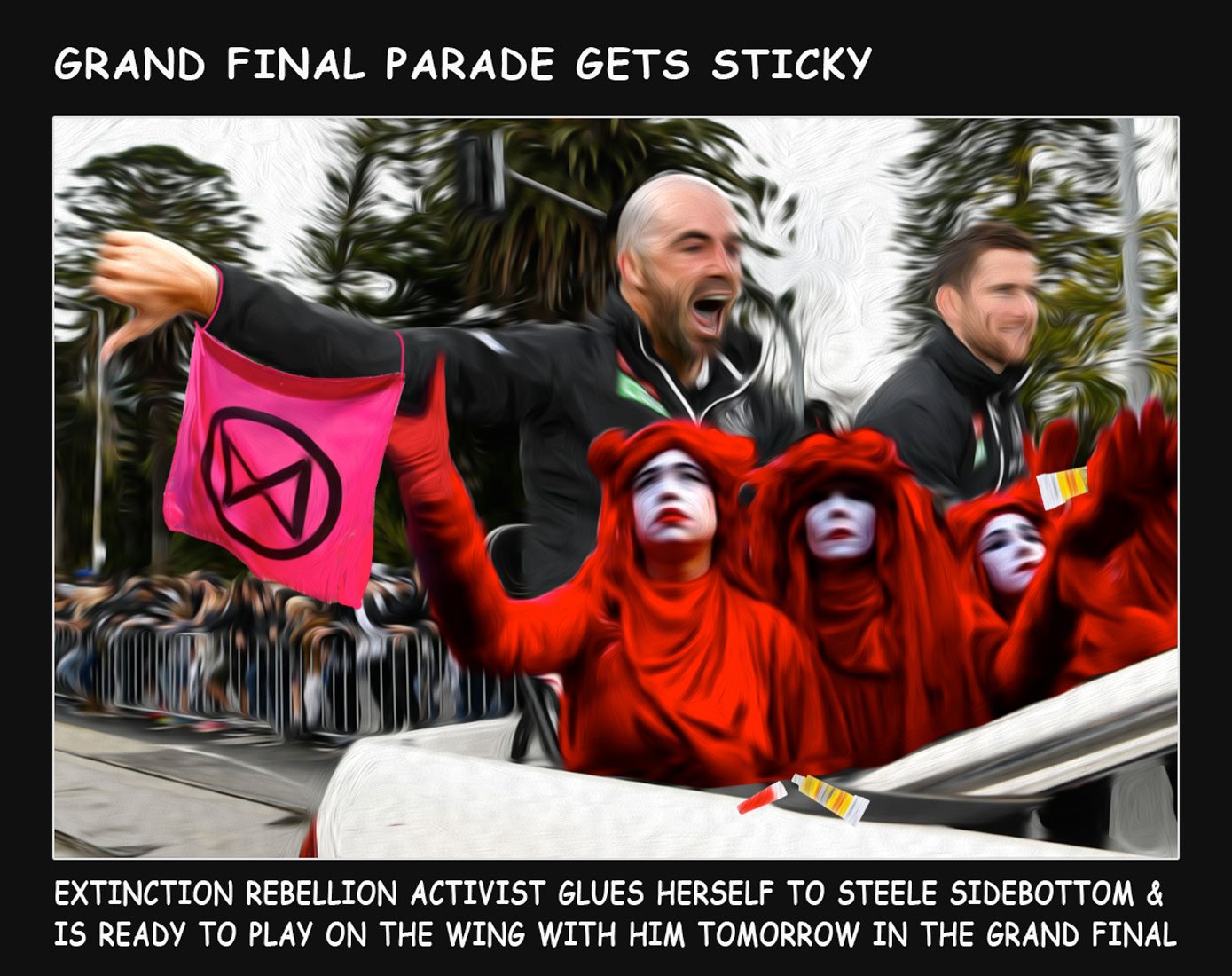 2023 Grand Final Parade — Footy cartoon by Peter Gillies