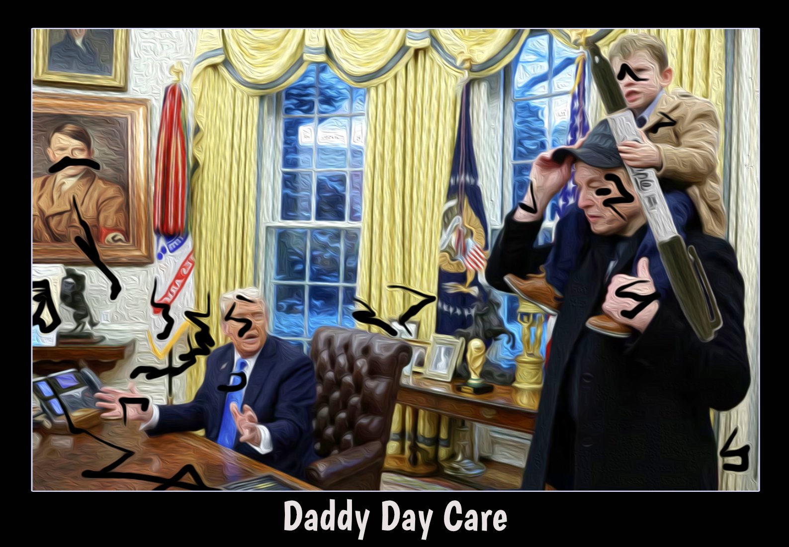 Daddy Day Care — Polliedom cartoon by Peter Gillies
