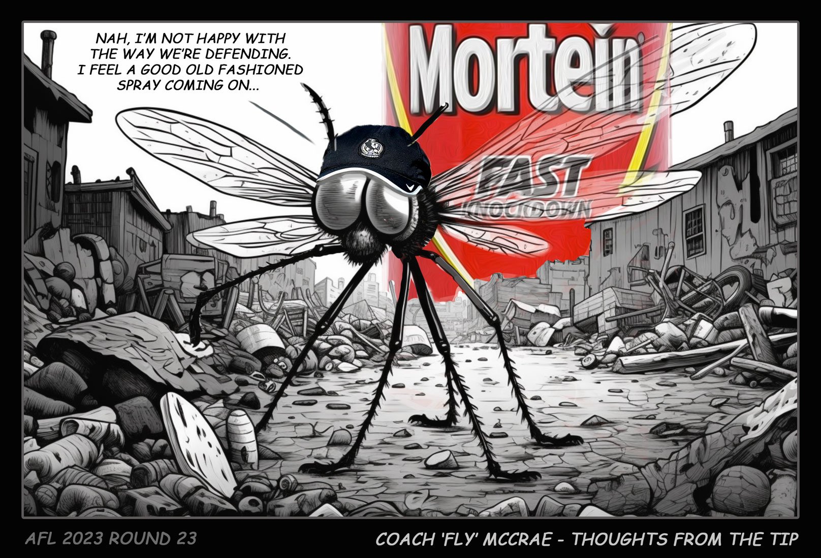Spray — Footy cartoon by Peter Gillies