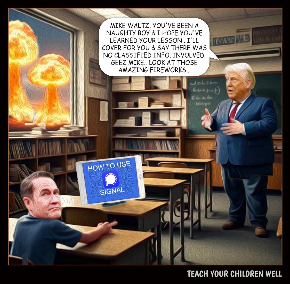 Mike's Detention — Polliedom cartoon by Peter Gillies