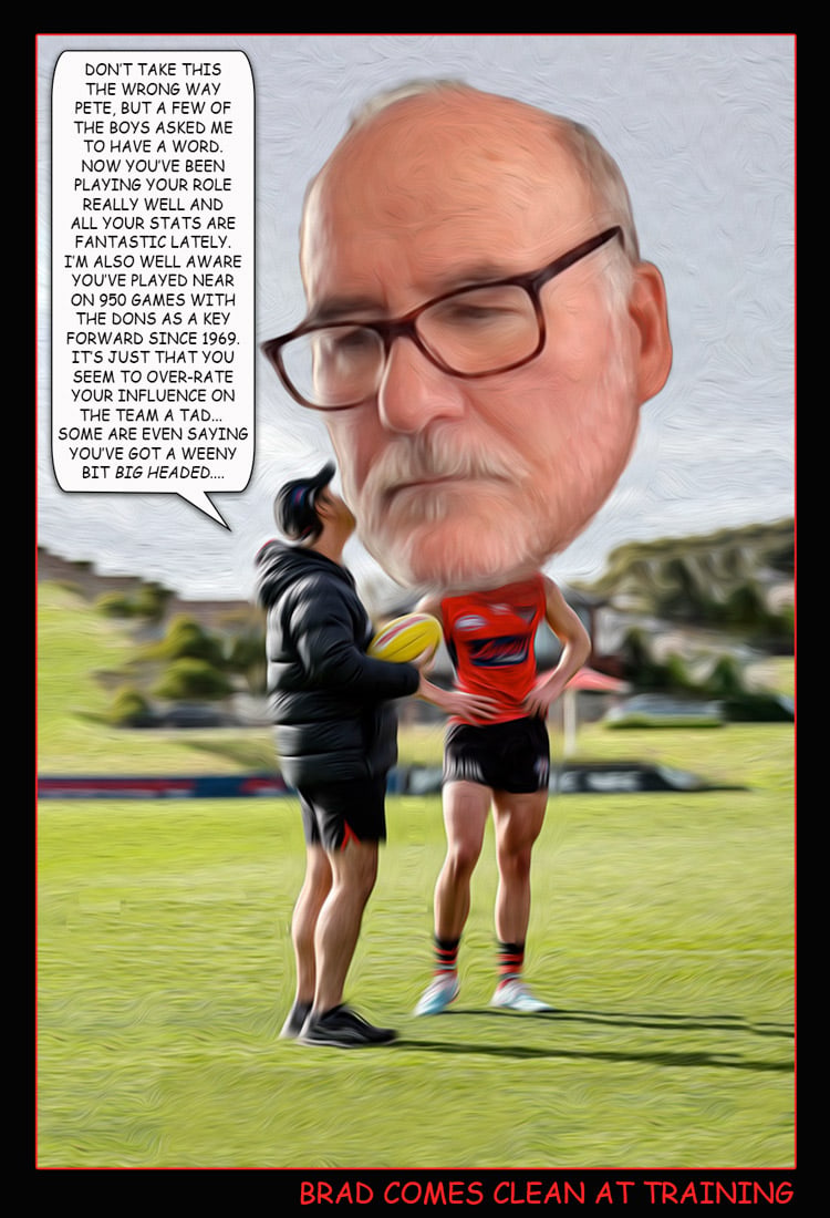 Big Head — Footy cartoon by Peter Gillies