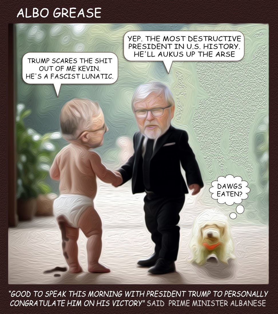 AlboGrease — Polliedom cartoon by Peter Gillies