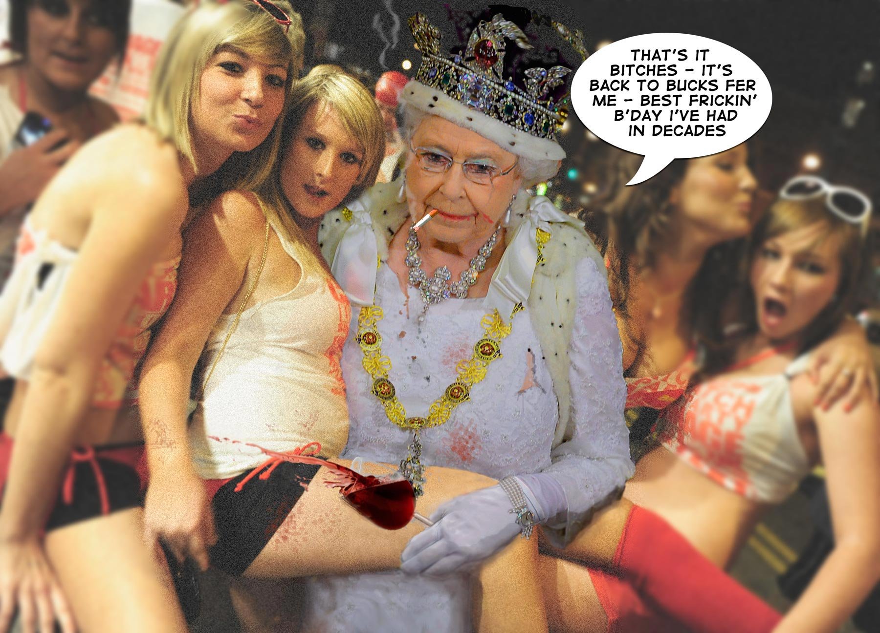 Queens Birthday2 — Recycled cartoon by Peter Gillies