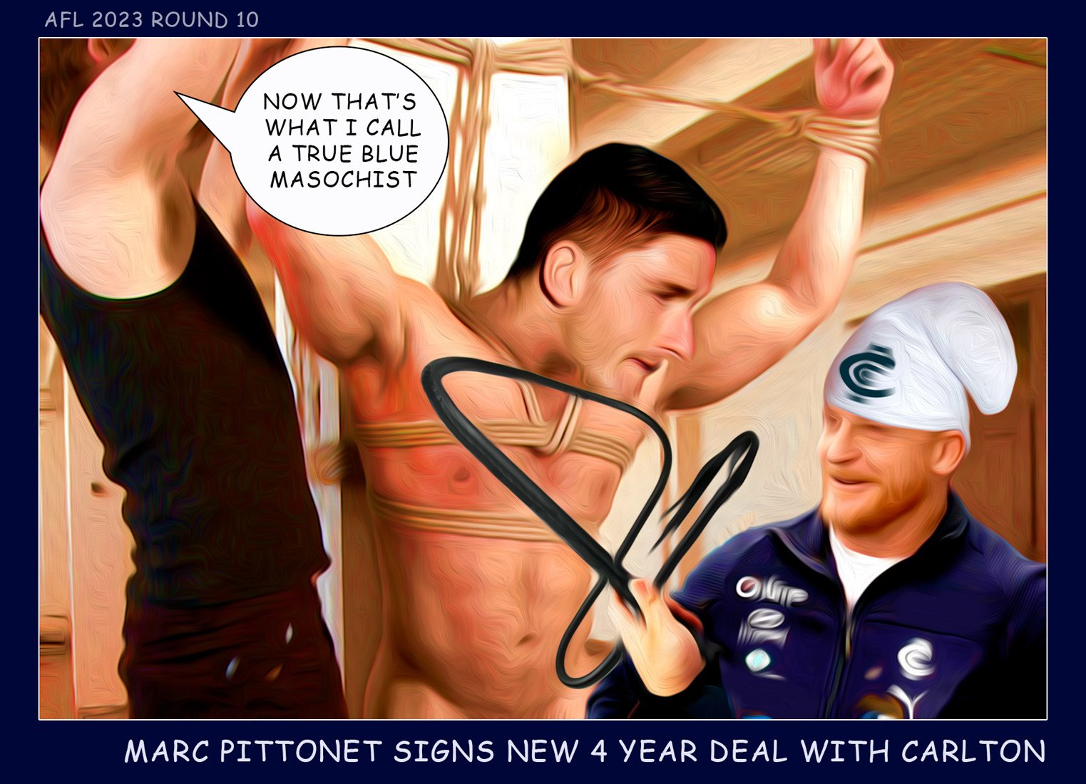 Masochist — Footy cartoon by Peter Gillies