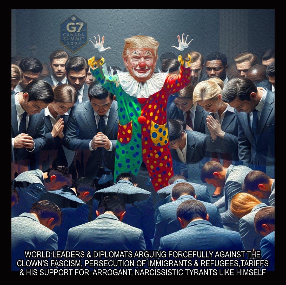 G7 Clown — Polliedom cartoon by Peter Gillies