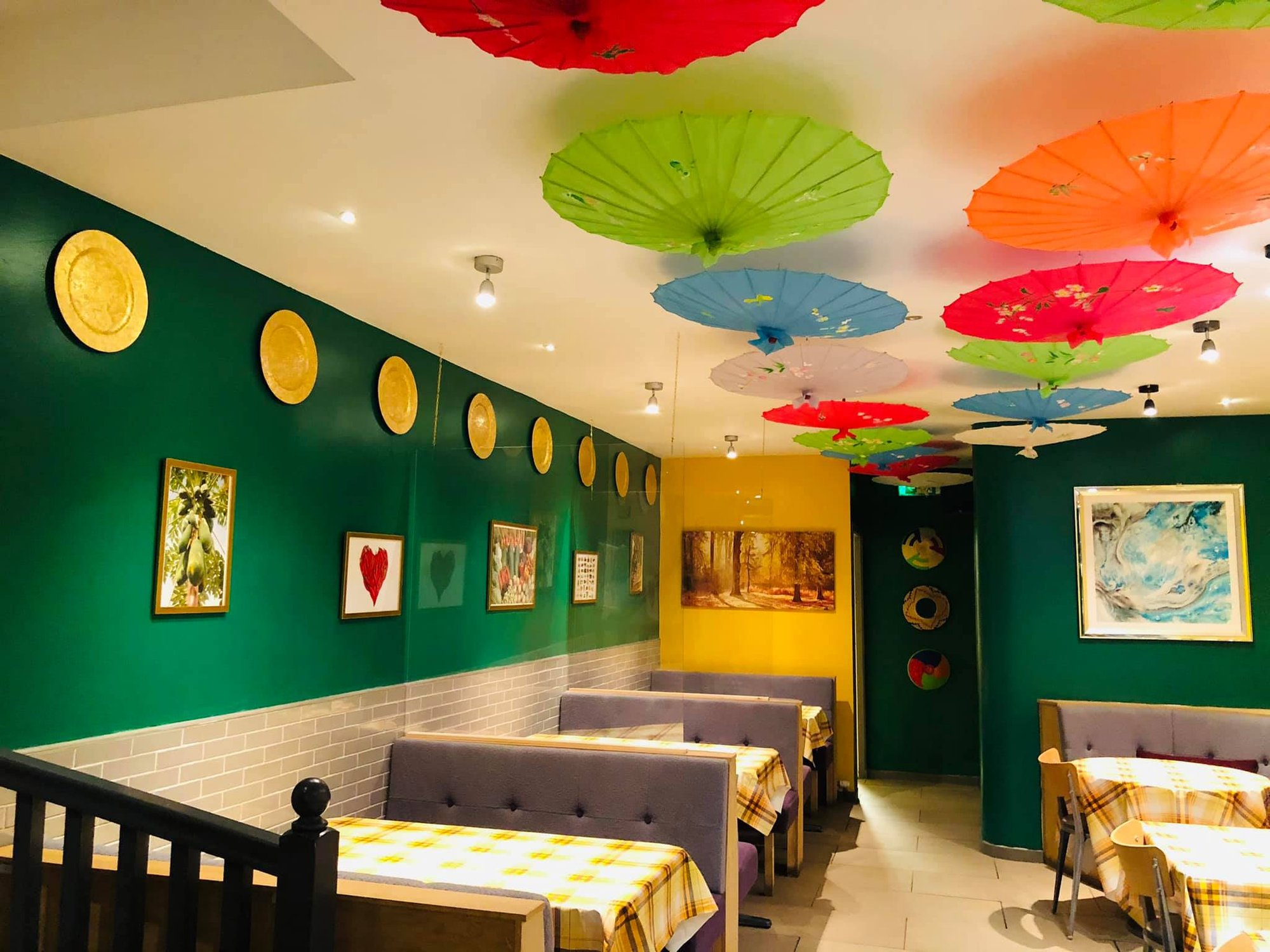 Parasols over the booths