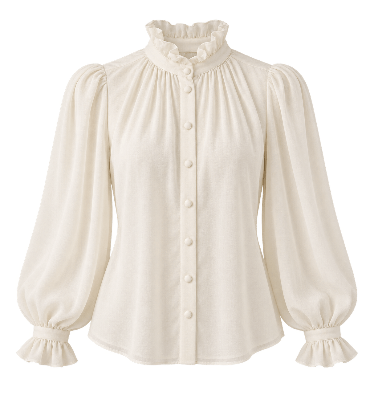 Cremefarvet romantisk bluse