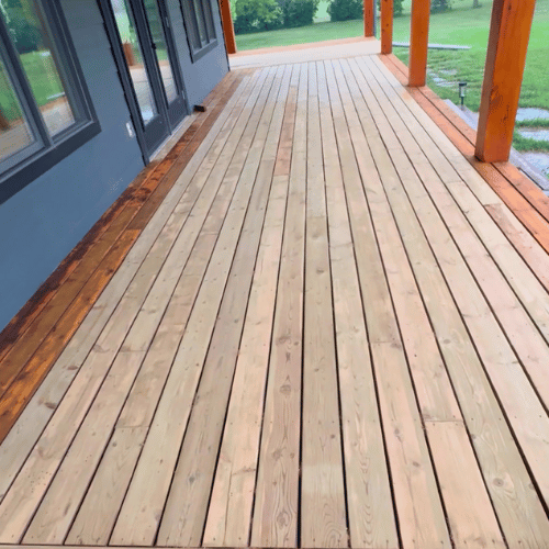 Deck staining close-up