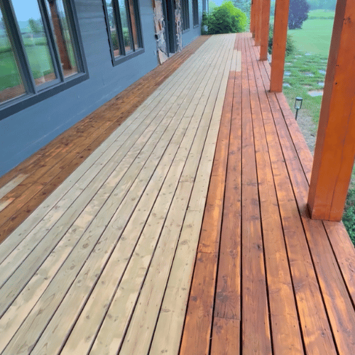 Deck staining before and after