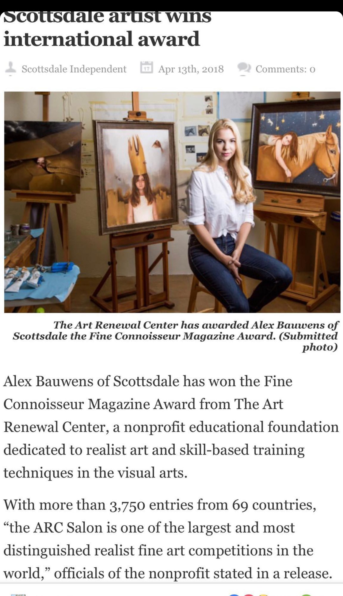 Scottsdale Independent — Scottsdale artist wins international award, 2018
