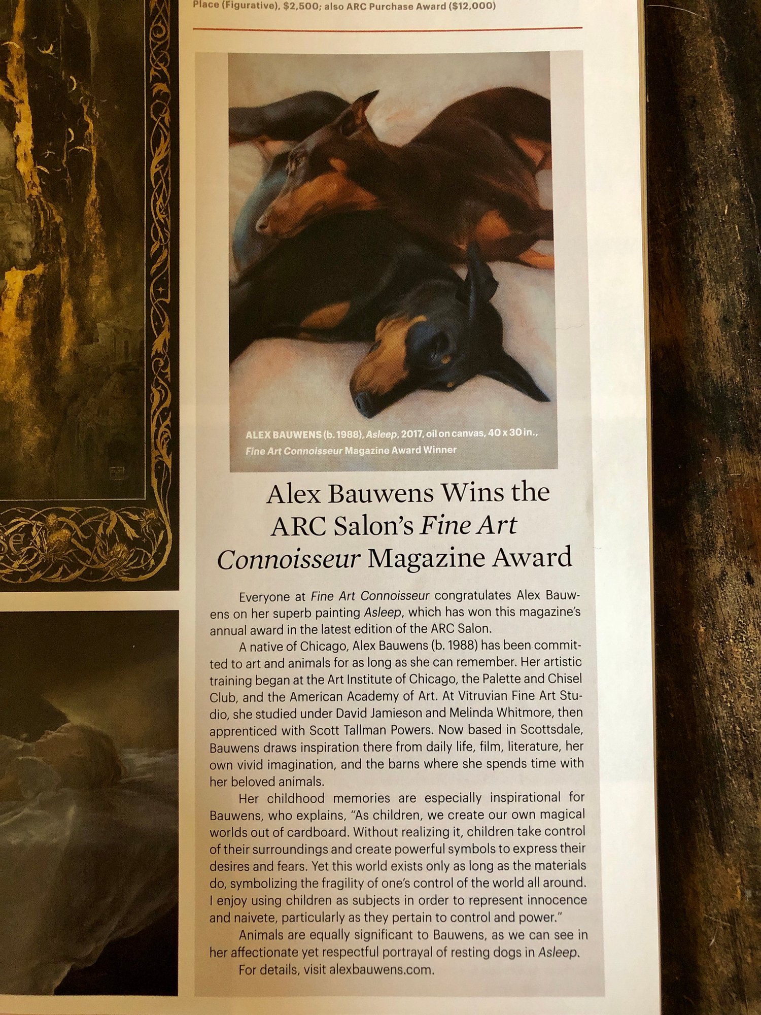 Fine Art Connoisseur Magazine — Alex Bauwens Award