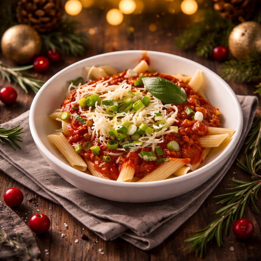 Pasta bolognese met tomatensaus en kruiden