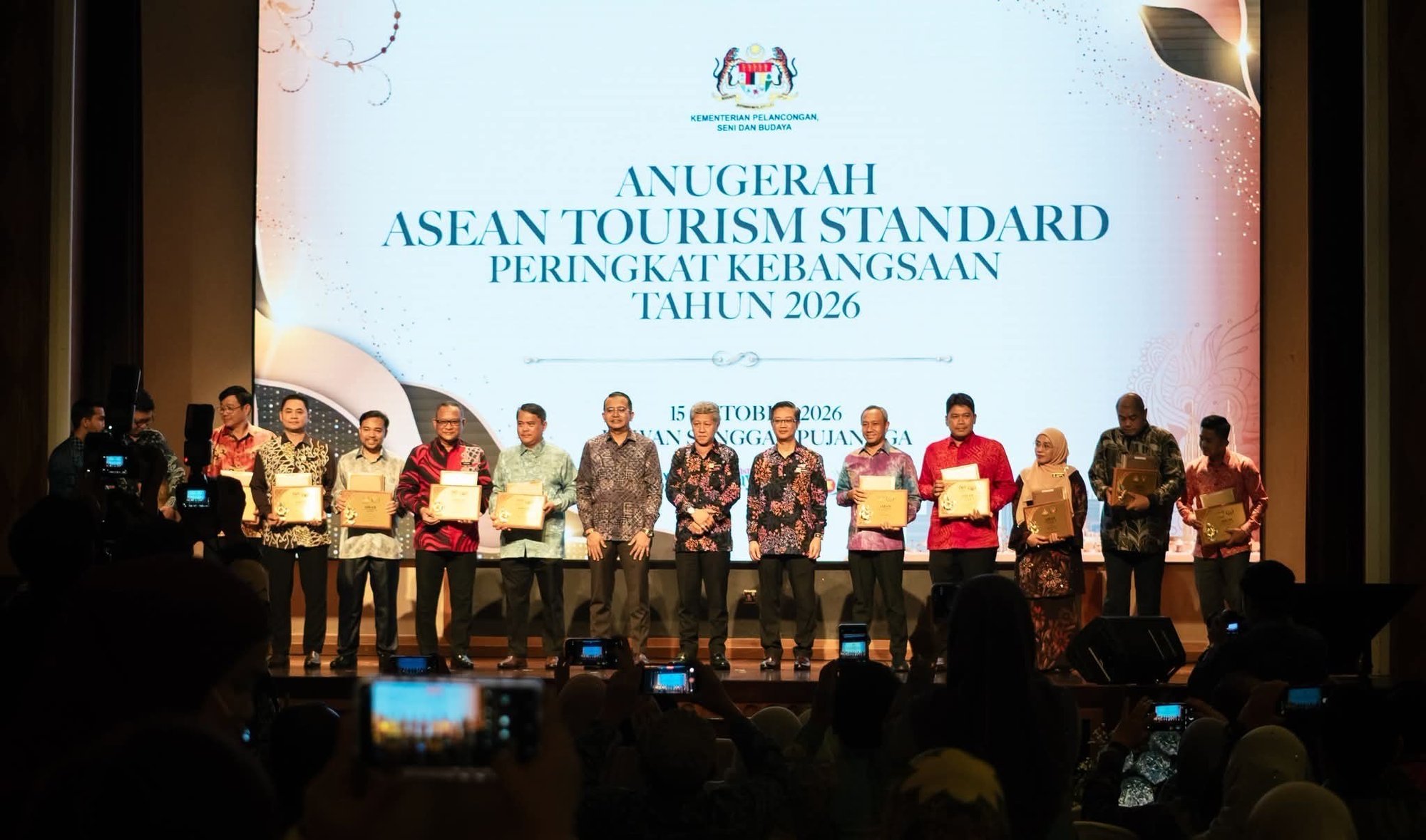 Award recipients lined up on stage in Putrajaya
