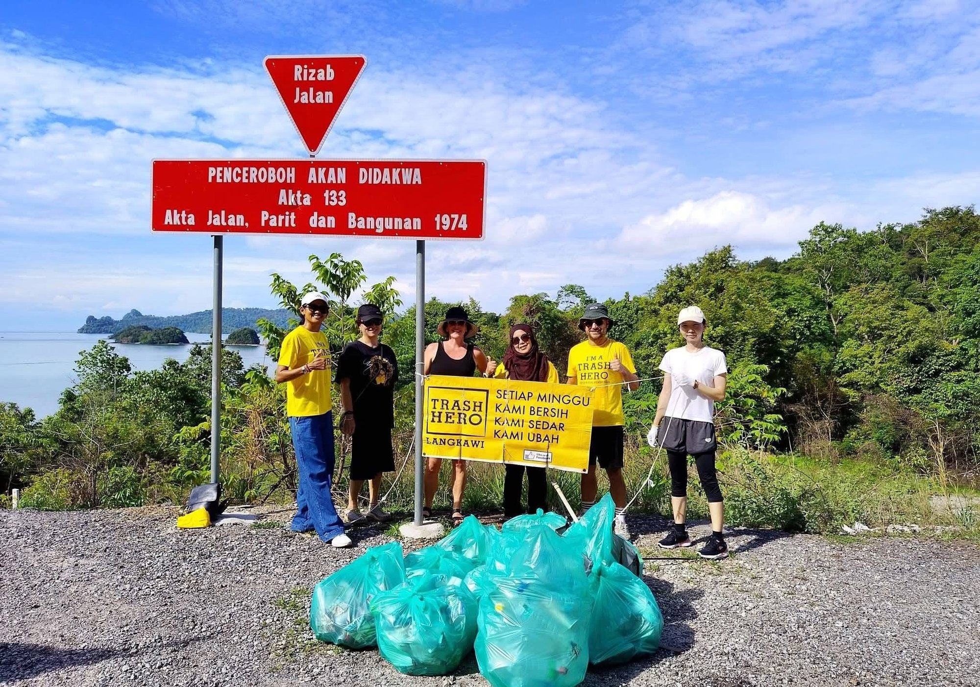Bags of rubbish collected during a Trash Hero Langkawi cleanup