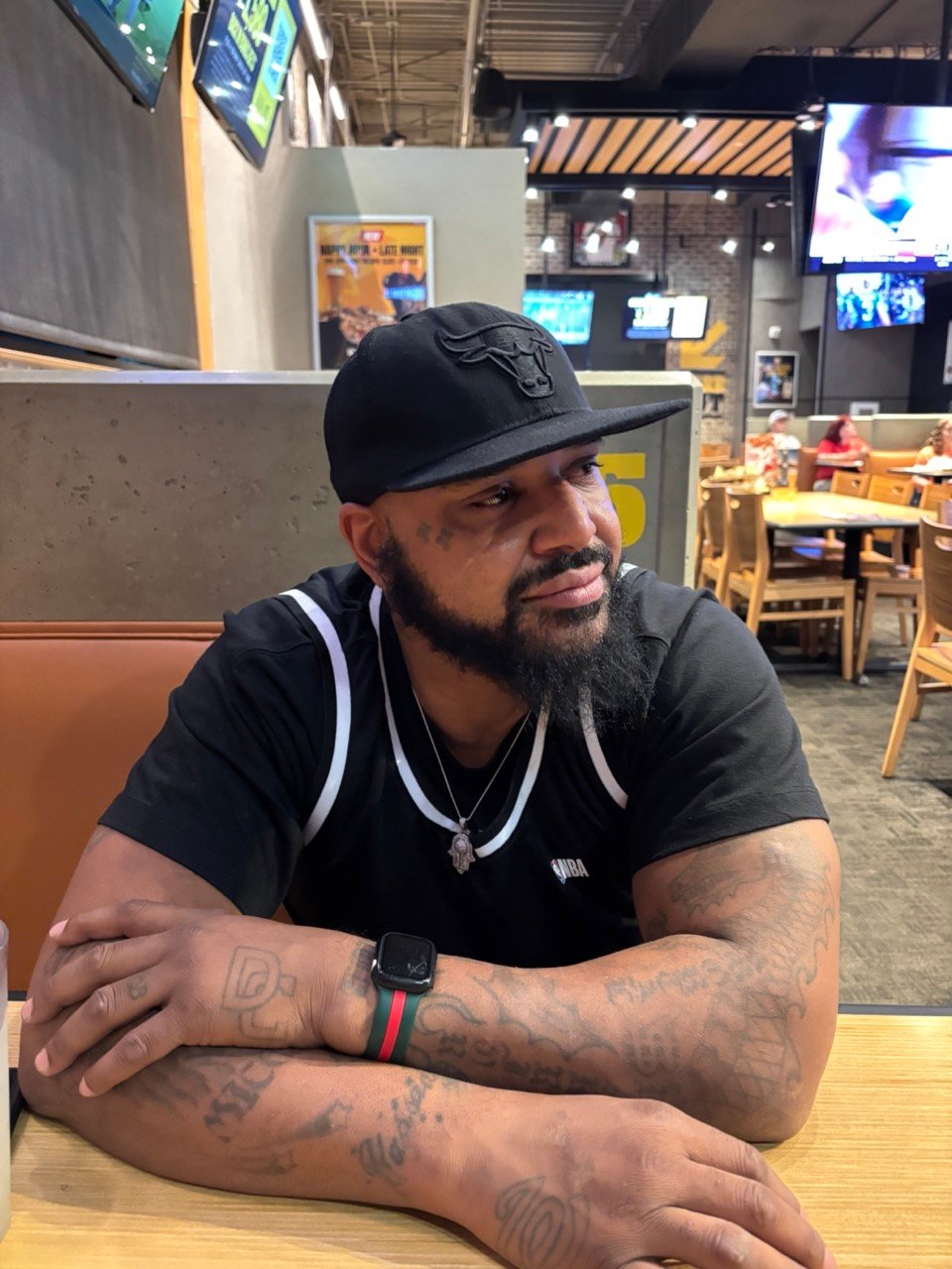 Eric at a restaurant
