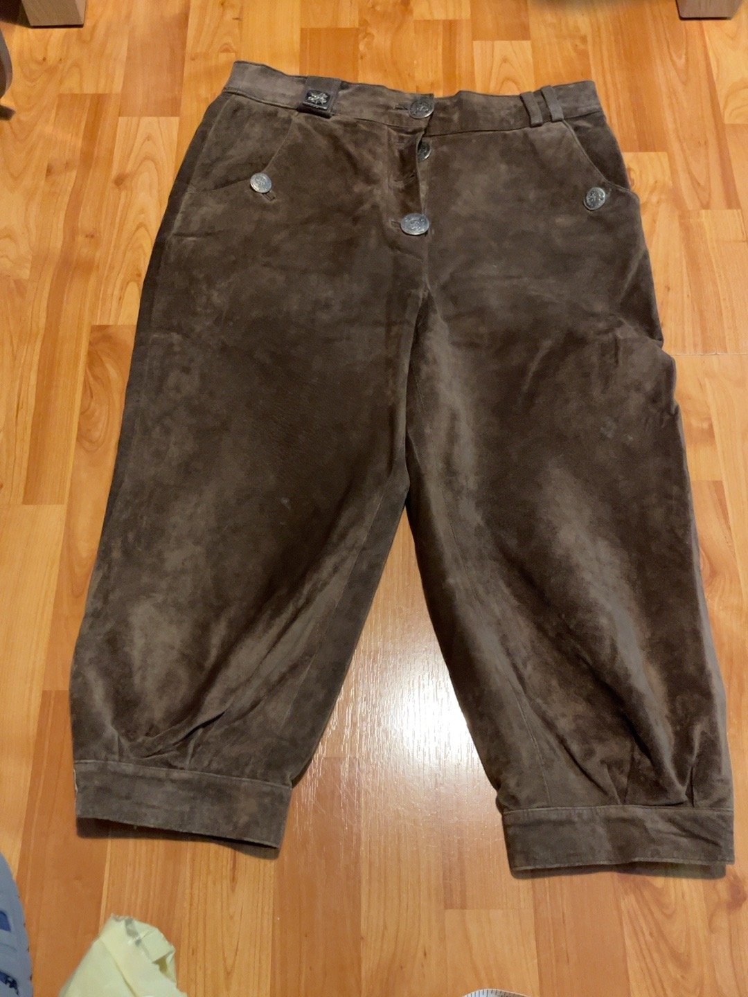 Tmavě hnědé Lederhosen pod kolena bez kšand, pánská položka č. 6