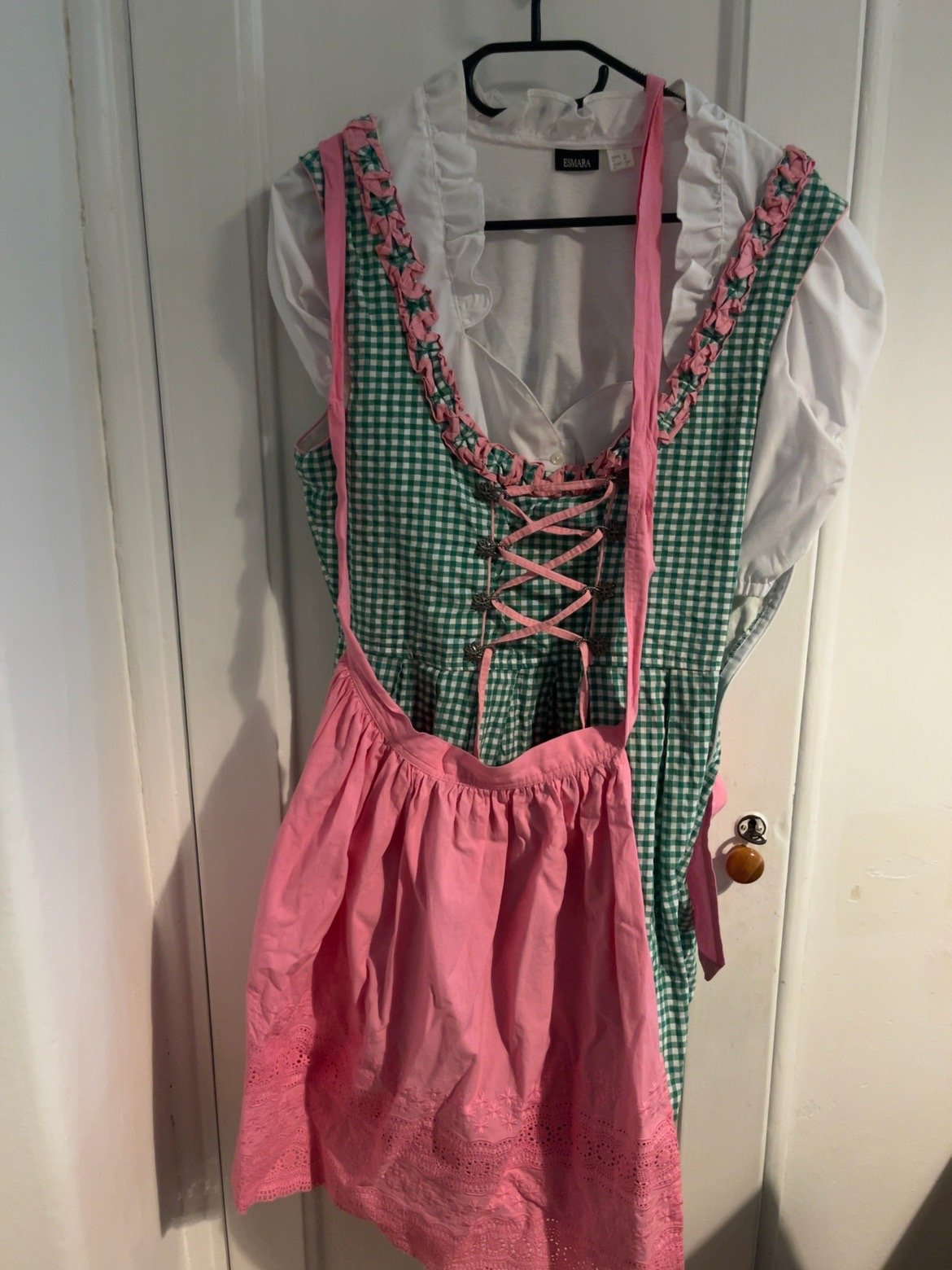 Zeleno-růžový kostkovaný dirndl ESMARA ve velikosti 44/46, dámská položka č. 12 – pohled 1