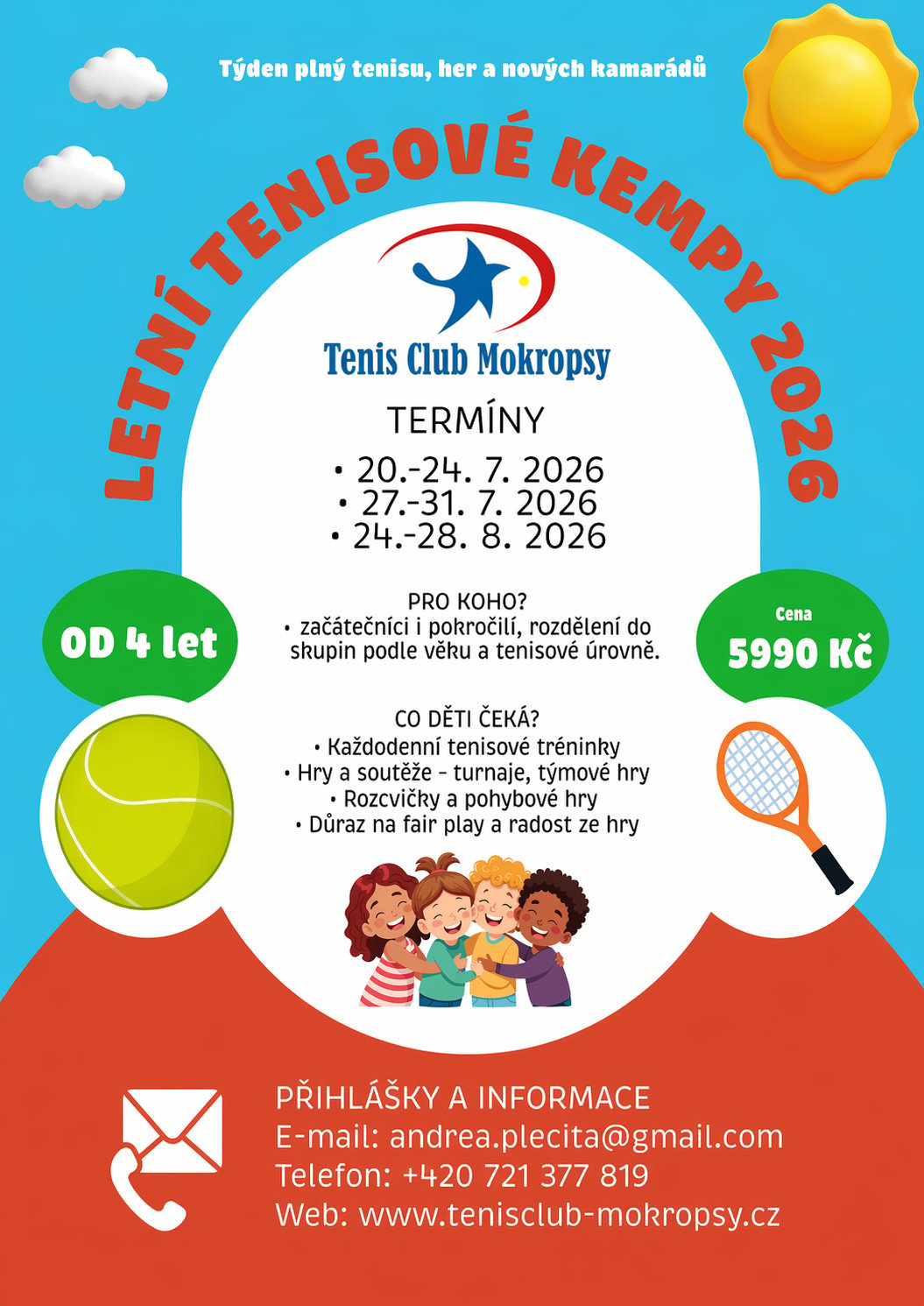 Letní tenis kemp 2026 – leták